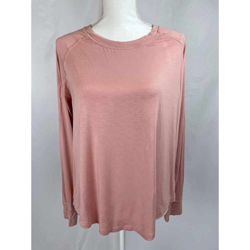 Boody Raglan Sleep Top Women Large Dusty Pink Long Sleeve Pullover Shirt